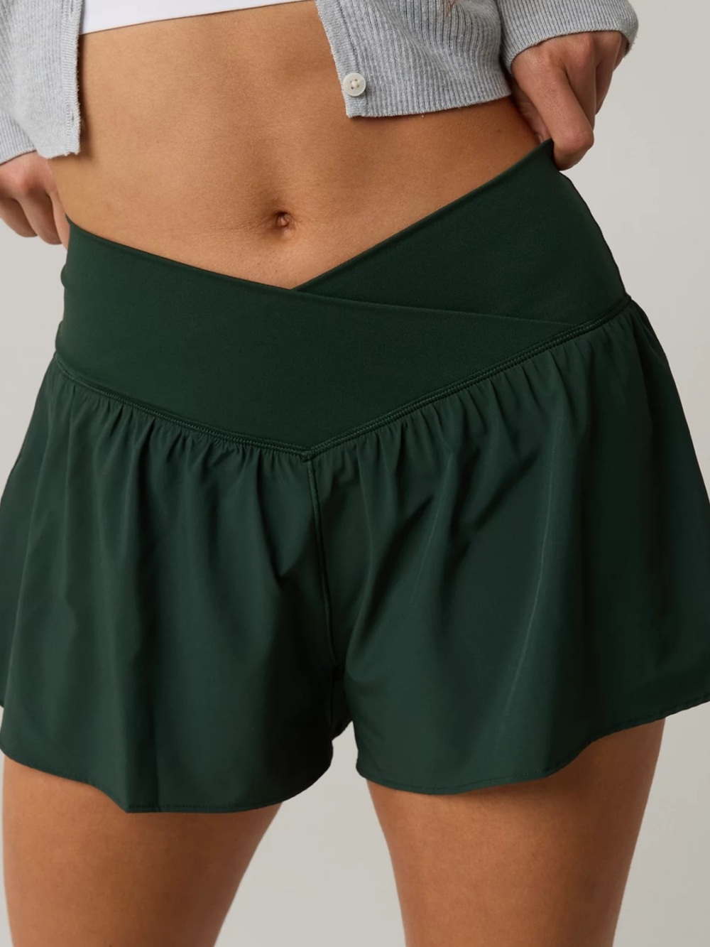 aerie Deep Forest Green Cross-Waist Active Skort
